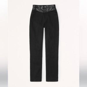 Mixed fabric ultra high rise 90’s straight jean